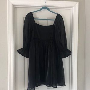 Entro black satin puff sleeve dress size large